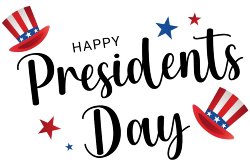 happy presidents day with American colored hats and stars